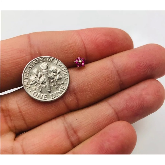 14K Yellow Gold Created Diamond Shape Nose Rings - Picture 2 of 6